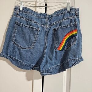 Forever 21 Blue Jean Shorts with Rainbow Accent